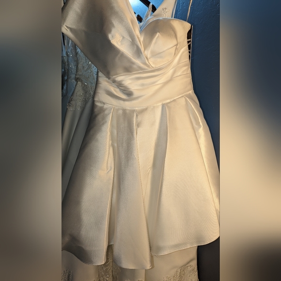 Jovani JVN Ivory A-line Short Dress One Shoulder Fit and Flare Dress - Picture 4 of 4